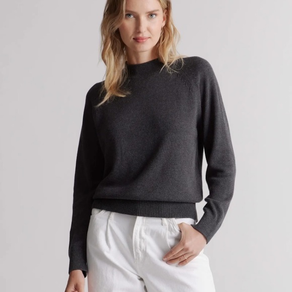 Quince Sweaters - Sold Quince Organic Cotton Charcoal Grey Mock Neck Sweater Small